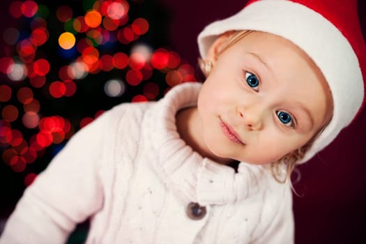 Close-up of santa little girl