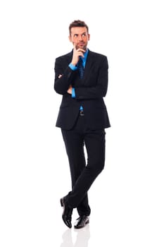 Handsome businessman thinking about something