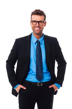 Self confident, pleased  and hansom businessman