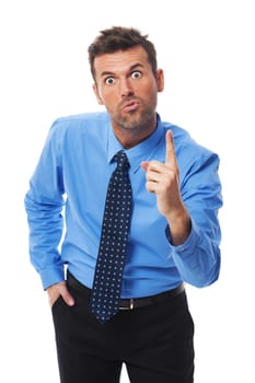 Very angry businessman threatening you
