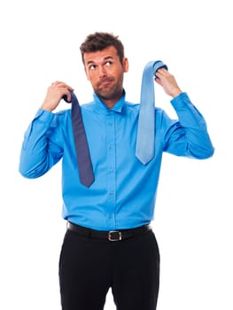 Man wonders which tie to choose