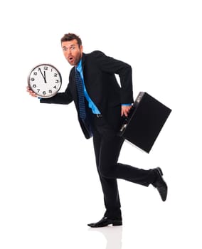 Businessman running late for a meeting
