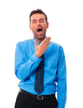 Portrait of yawning handsome business man