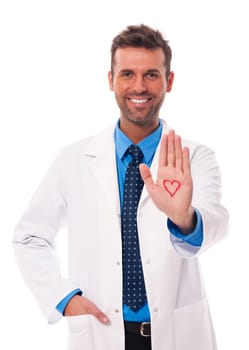 Cardiologist showing heart sign