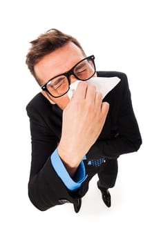 Man struggling with a cold