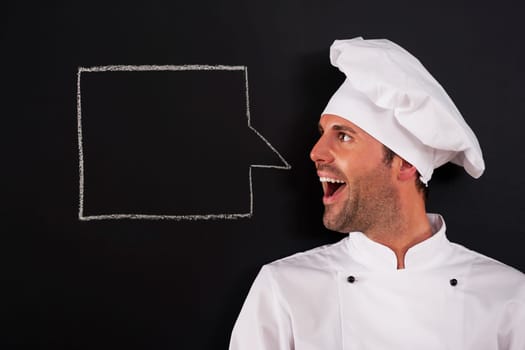 Shouting chef with speech bubble