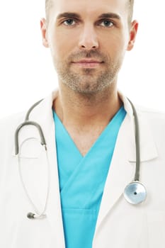 Close-up of a handsome and confident doctor