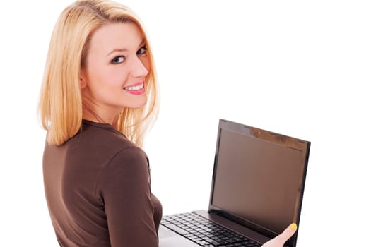 Young woman working on laptop