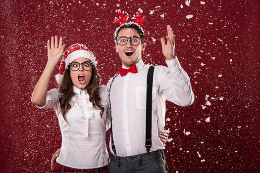 Nerd couple are shocked from first snow