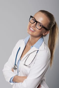 Cute young female medical student smiling