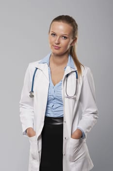 Portrait of beautiful blonde female doctor