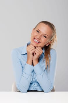 Portrait of cute blond businesswoman