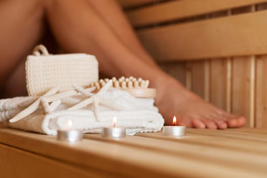 Luxury massaging equipment in sauna