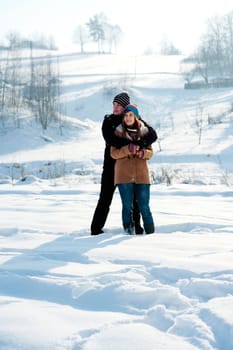 Young couple in winter