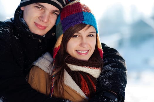 Young couple in winter