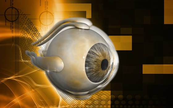 Digital illustration of eye in colour background