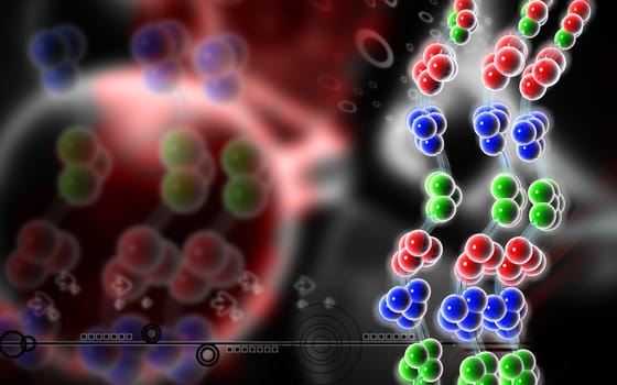 Digital illustration DNA structure in colour background