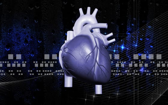 Digital illustration of heart in colour background