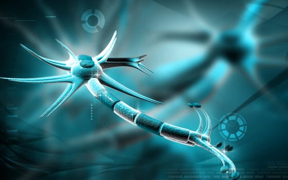 Digital illustration of neuron in colour background