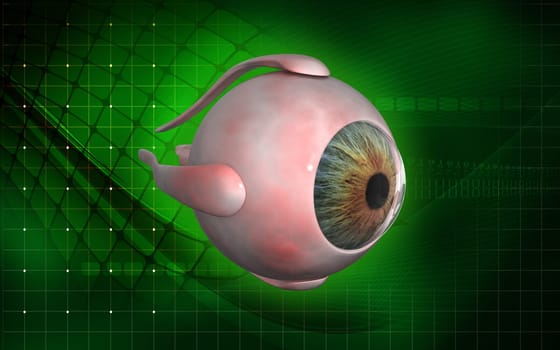 Digital illustration of eye in colour background