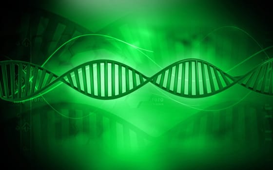 Digital illustration DNA structure in colour background