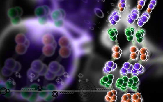 Digital illustration DNA structure in colour background