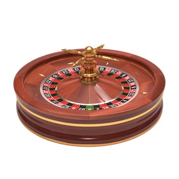 Roulette gambling on white background. Clipping path included.