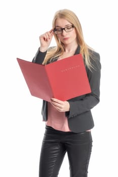 Woman with application folder
