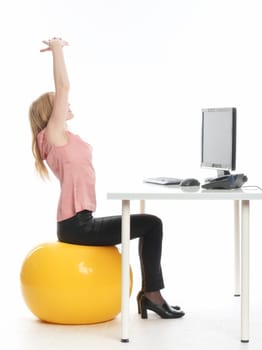 Businesswoman on a seat ball