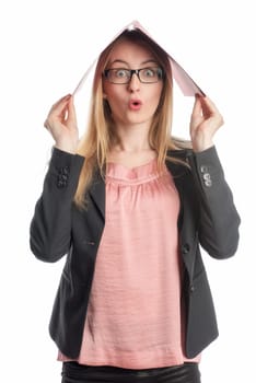 Woman with application folder