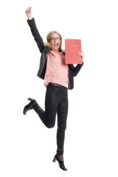 Woman with application folder