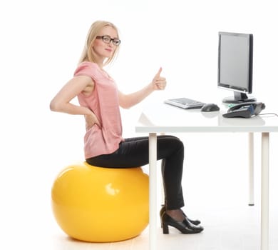 Businesswoman on a seat ball