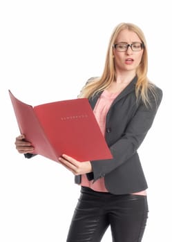 Woman with application folder