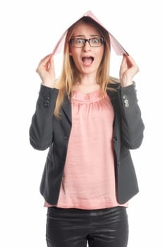 Woman with application folder