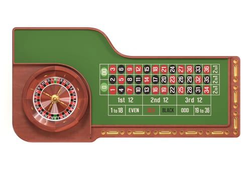 Roulette gambling on white background. Clipping path included.