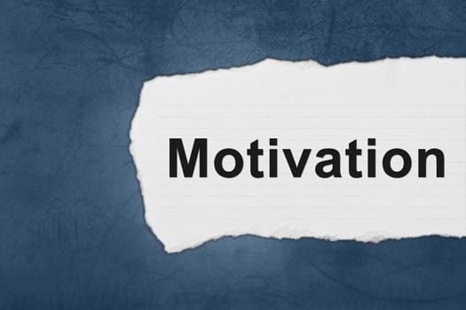 motivation with white paper tears on blue texture