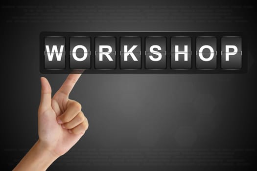 hand clicking workshop on Flip Board Display