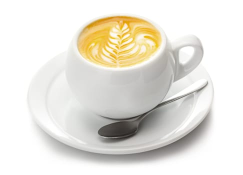 Cup of coffee with cream isolated on white background