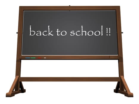 School blackboard back to school isolated in white background - 3D render