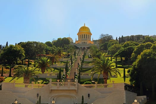 Beautiful Shrine of Bab and its gardens on Mount Carmel in Haifa, Israel.  Associated with Bahaullah and the Bahai faith.  Burial place of Bab.