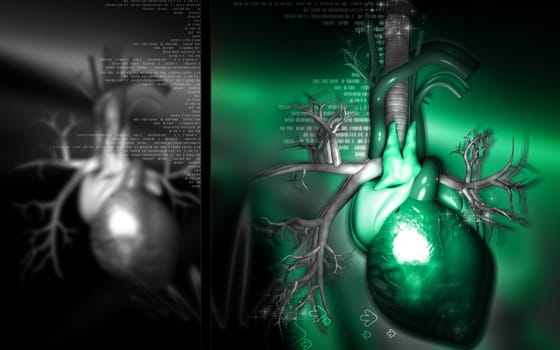 Digital illustration of heart in colour background
