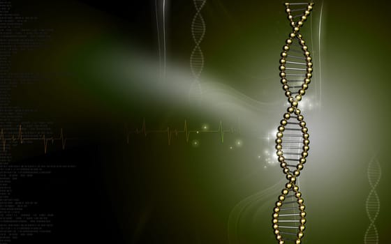 Digital illustration DNA structure in colour background