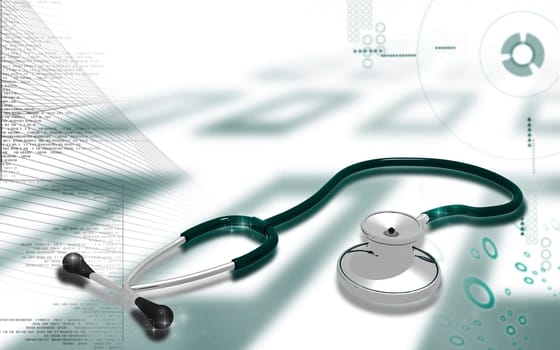 Digital illustration of stethoscope in colour background
