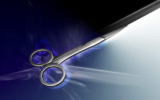 Digital illustration of surgical scissors in colour background