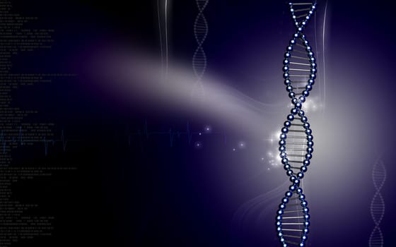 Digital illustration DNA structure in colour background