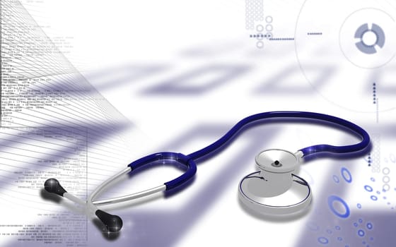 Digital illustration of stethoscope in colour background