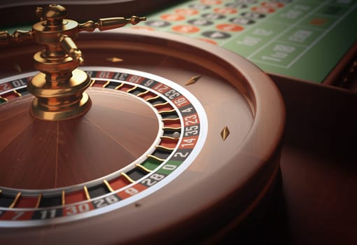 Playing roulette in the casino. Depth of field in the ball.