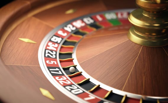 Playing roulette in the casino. Depth of field in the ball.