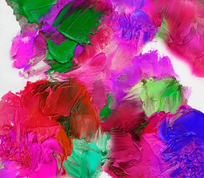 oil and acrylic paint layers on canvas structure