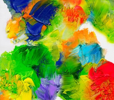 oil and acrylic paint layers on canvas structure